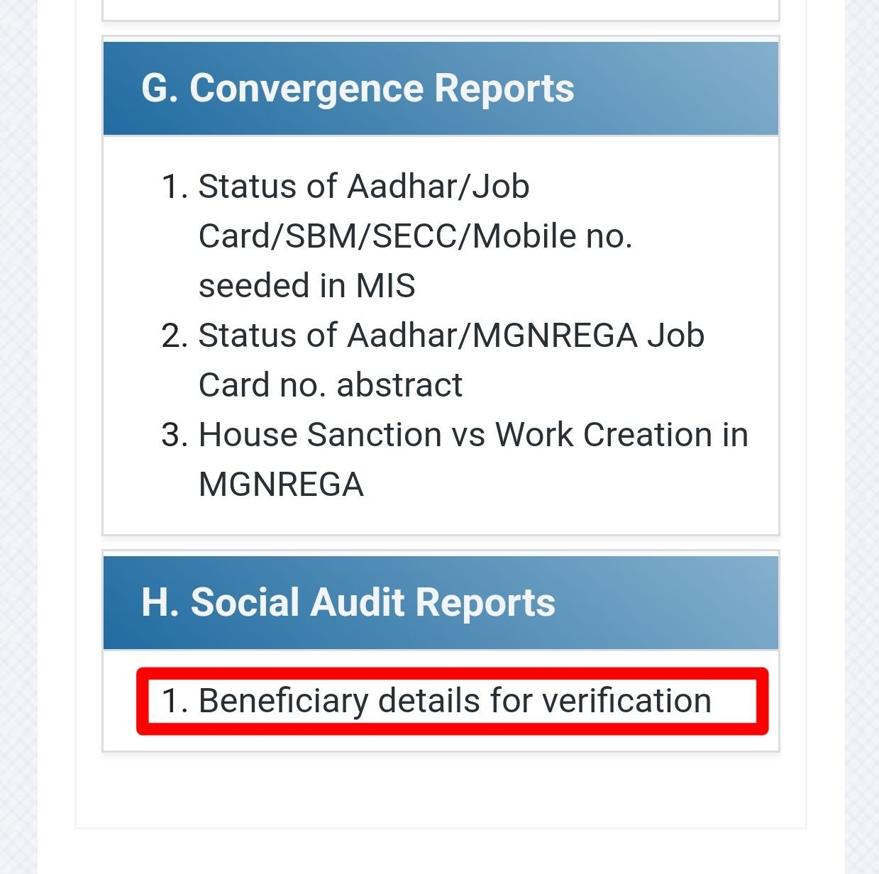 Beneficiary details for verification